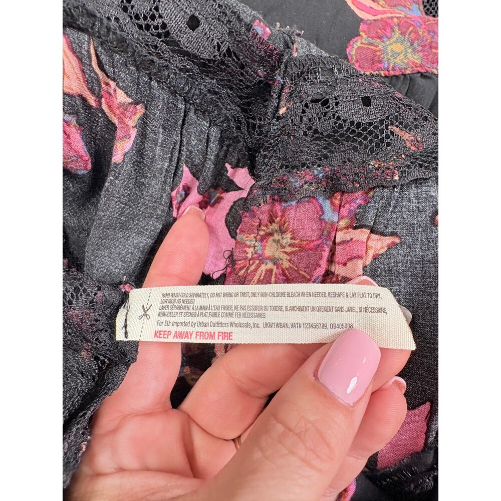 Whimsigoth Boho Fairycore Free People Voile Lace Floral Trapeze Mini Dress XS - Picture 13 of 14